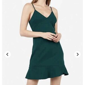 Express Green Emerald Sleeveless Ruffled Hem Party Cocktail Mini Dress Large